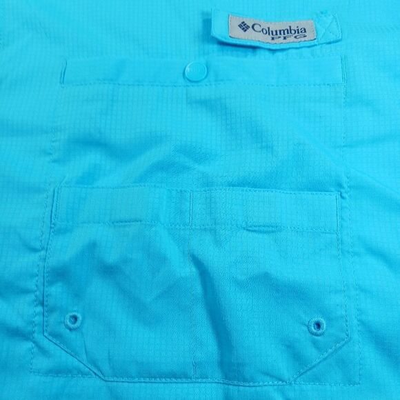 Columbia PFG Performance Button Down Long Sleeve Omni Shade Men's XLT. Blue. - Picture 8 of 12